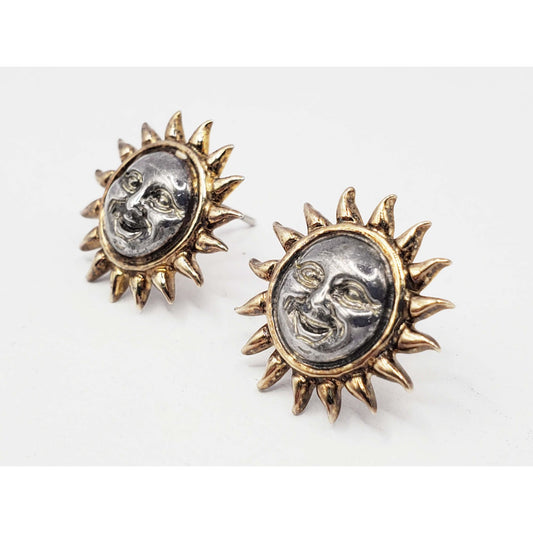 Sergio Bustamante Sun Pinwheel Mini Earrings Two-Tone Sterling Silver