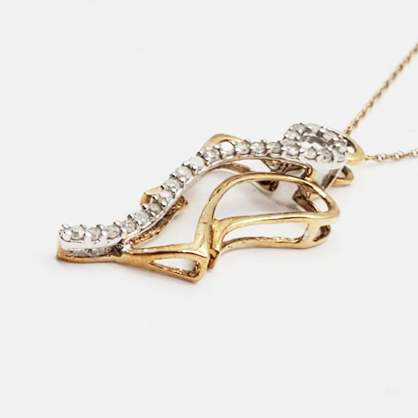 Heng Ngai Designer Diamond Angel Openwork Pendant Necklace 10k Gold