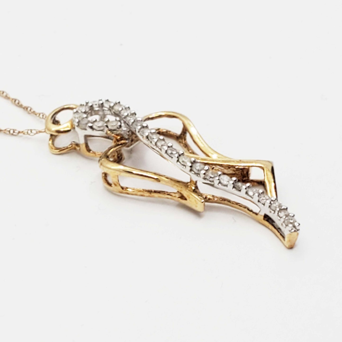 Heng Ngai Designer Diamond Angel Openwork Pendant Necklace 10k Gold