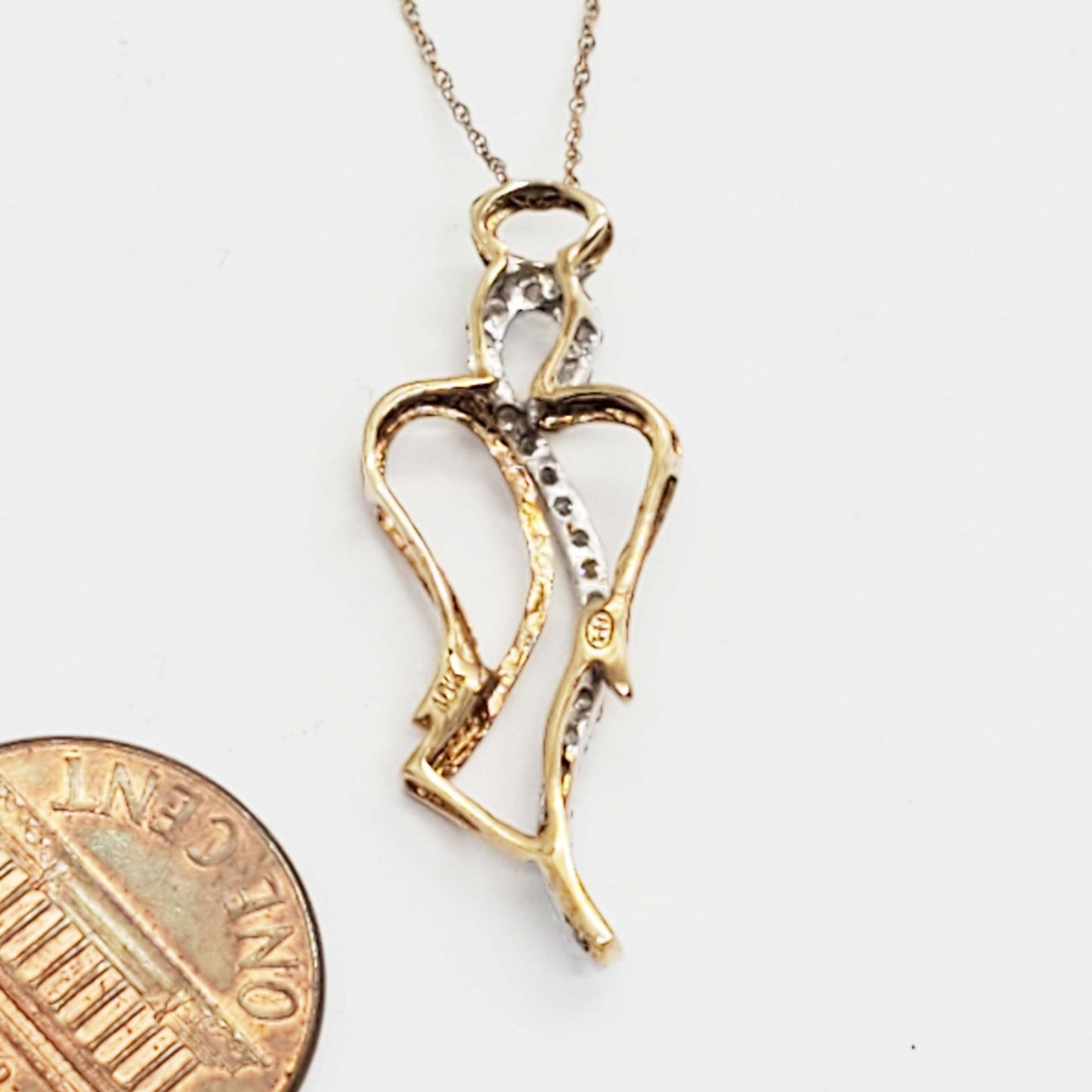 Heng Ngai Designer Diamond Angel Openwork Pendant Necklace 10k Gold