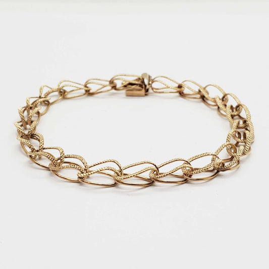 6mm Wide Large Loop Old Style Charm Bracelet 14k Gold