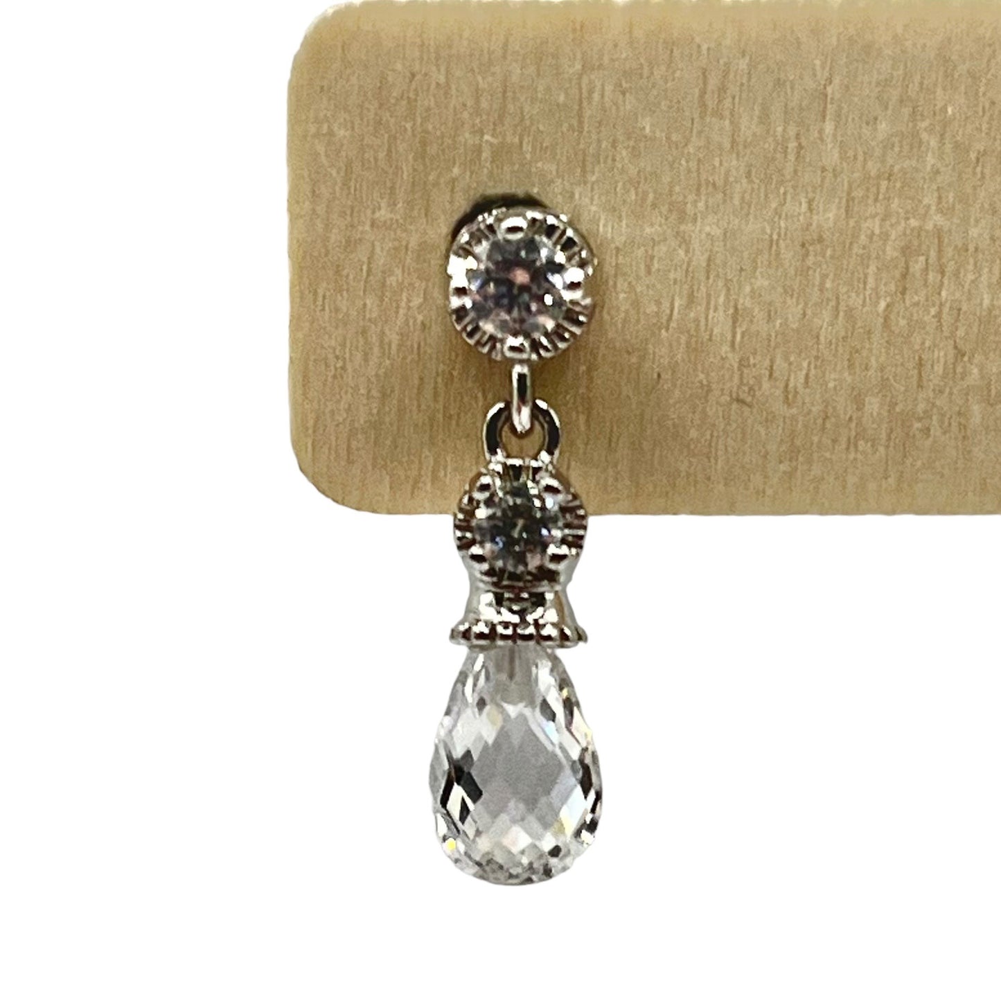 925 Sterling Silver MEDA CZ Crystal Bead Drop Dangle Earrings Formal Elegant