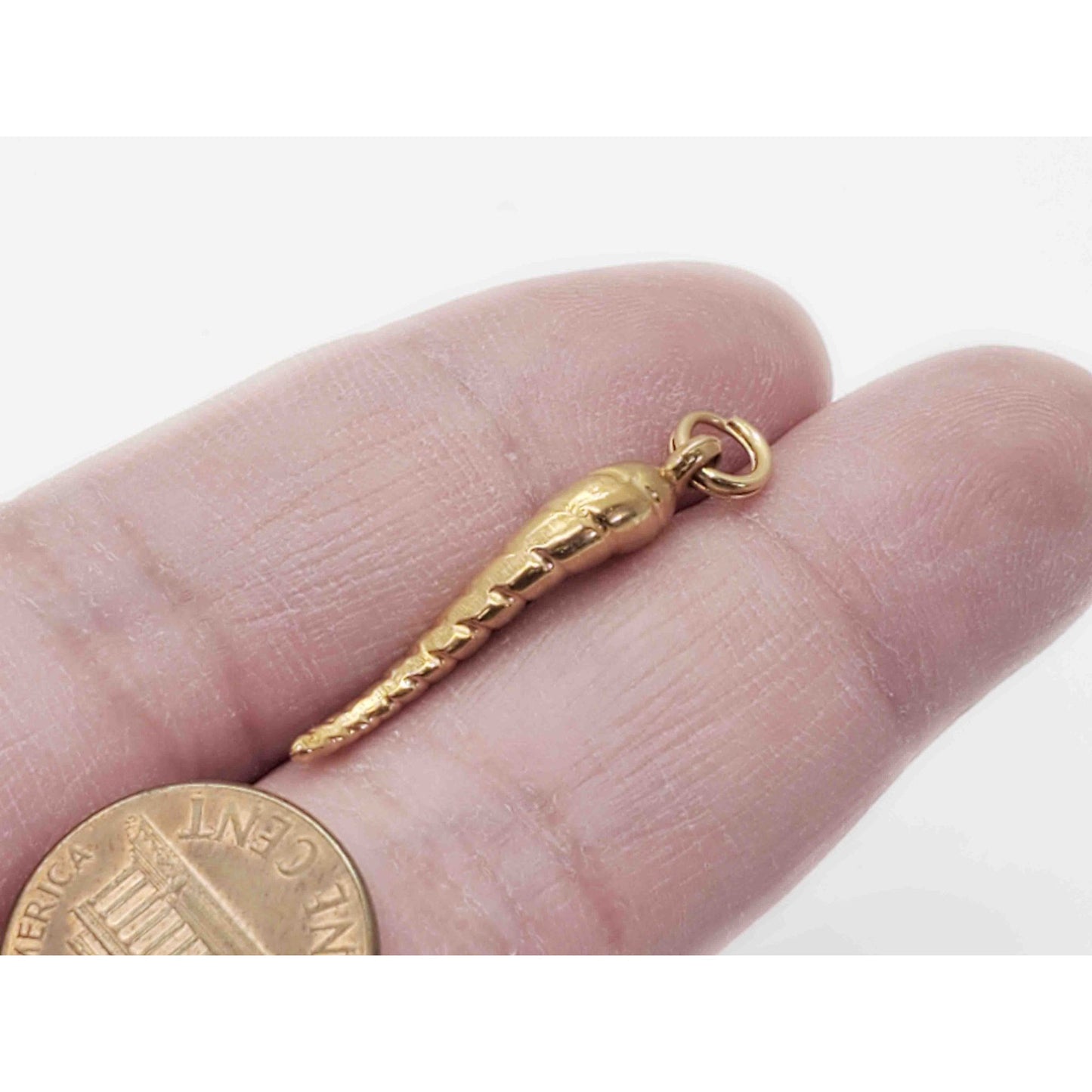Italian Horn Cornicello Twist Design Good Luck Charm Pendant 18k Gold