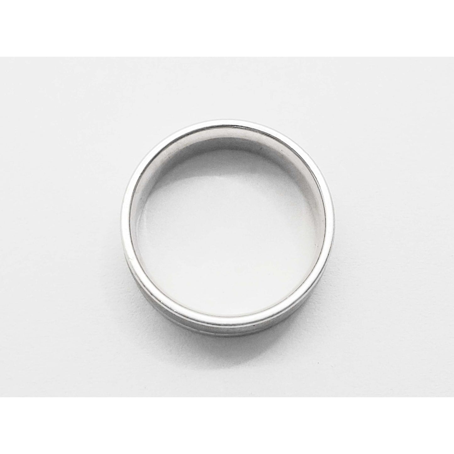 7mm Wide Brushed Milgrain Inlay Band Ring 14k White Gold Size 8