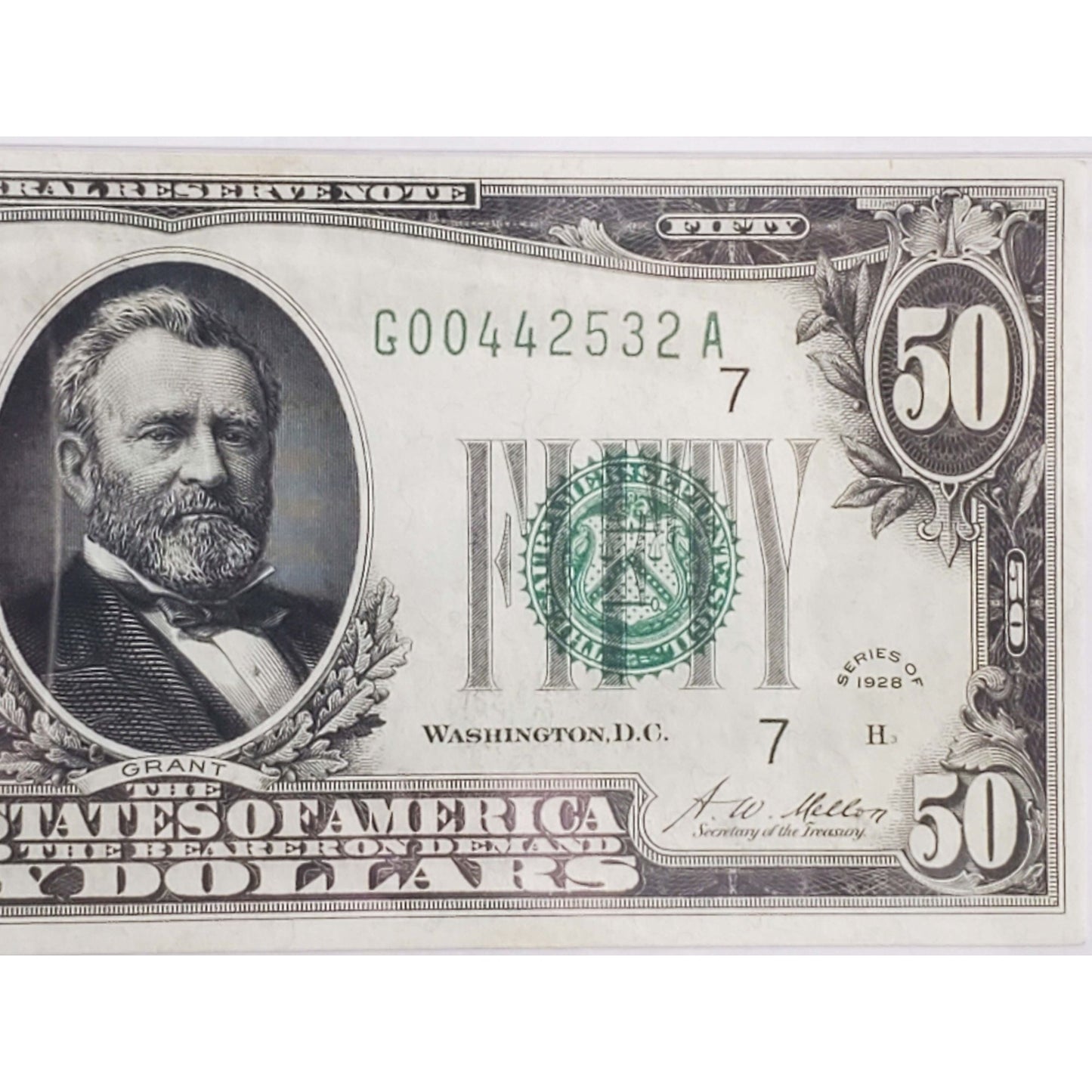 1928 $50 Federal Reserve Note Chicago #G00442532A PMG 64 Choice Uncirculated