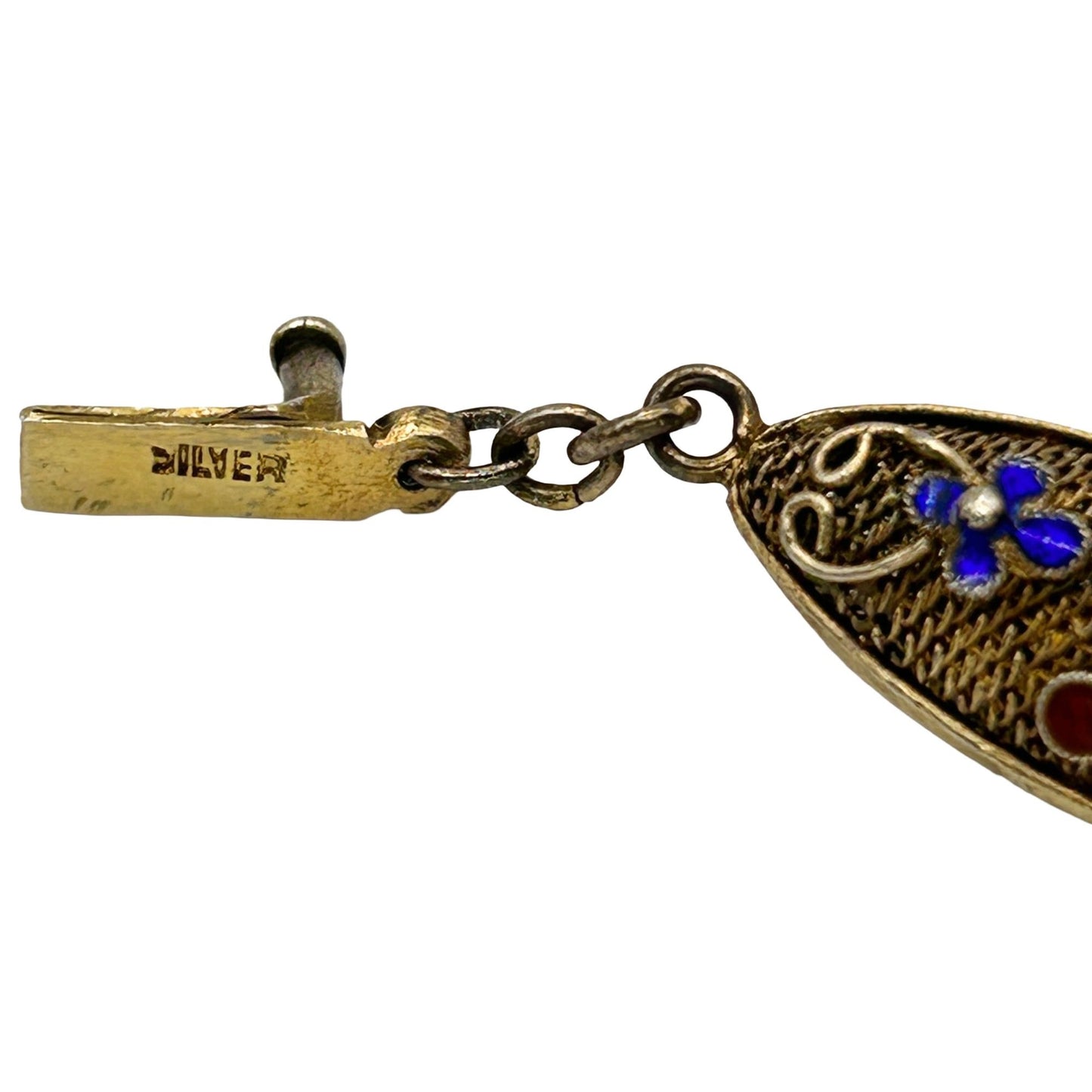 Vintage Chinese Export Gilt Silver Enamel Cloisonné Filigree  - 26" Necklace