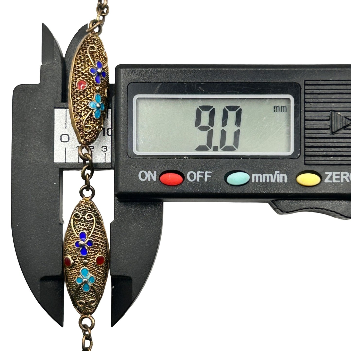 Vintage Chinese Export Gilt Silver Enamel Cloisonné Filigree  - 26" Necklace