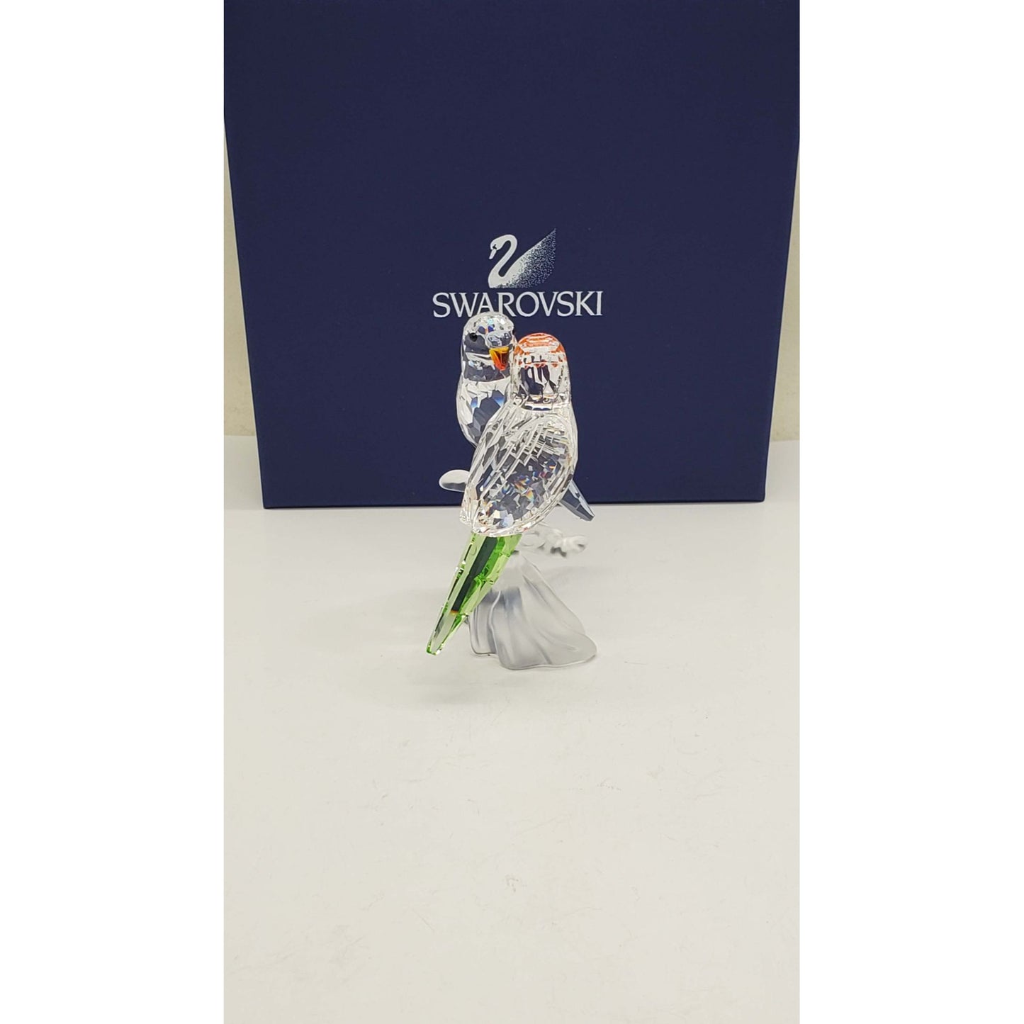 Swarovski Crystal #0680627 "Budgies" Parakeet Parrot Bird w/Original Box & COA