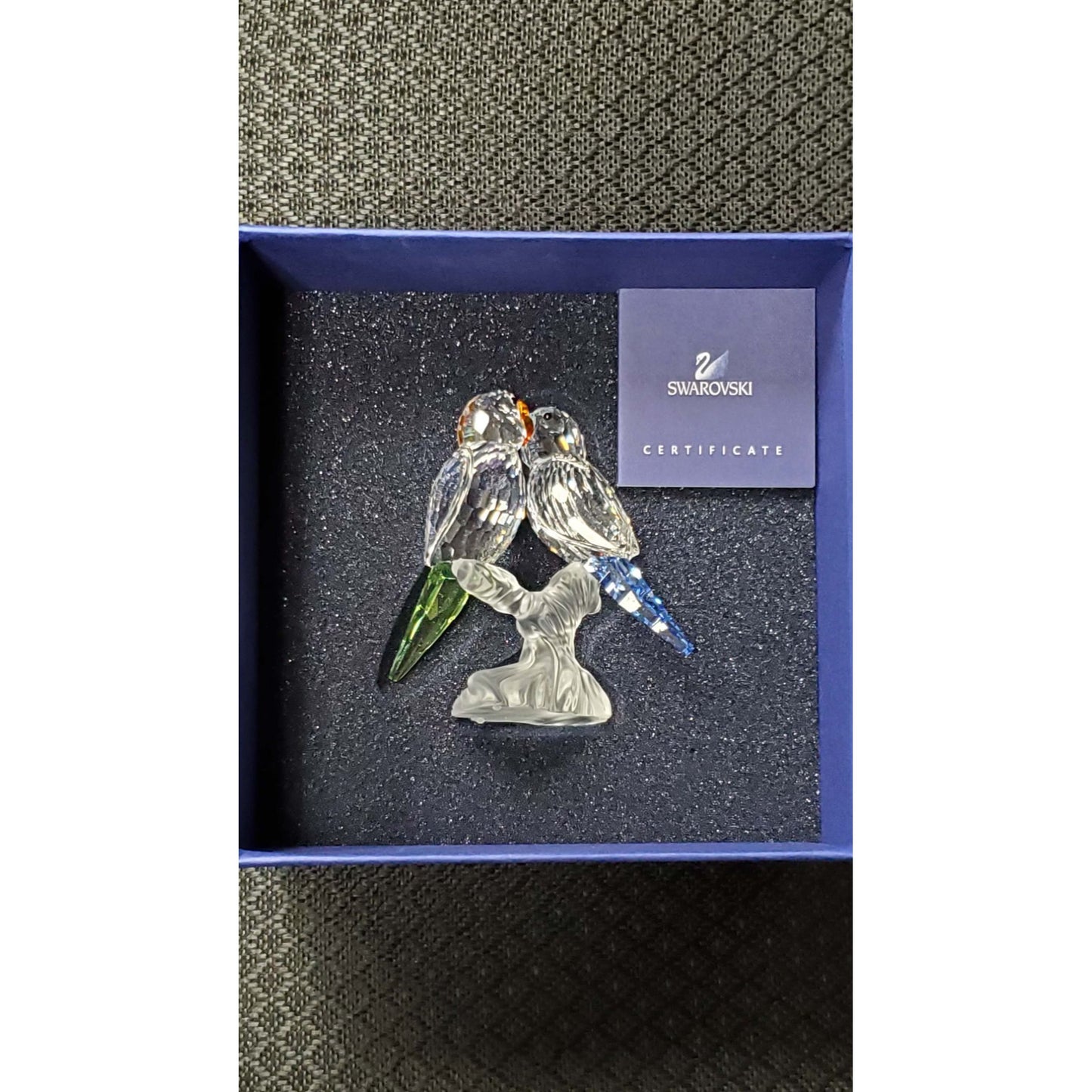 Swarovski Crystal #0680627 "Budgies" Parakeet Parrot Bird w/Original Box & COA