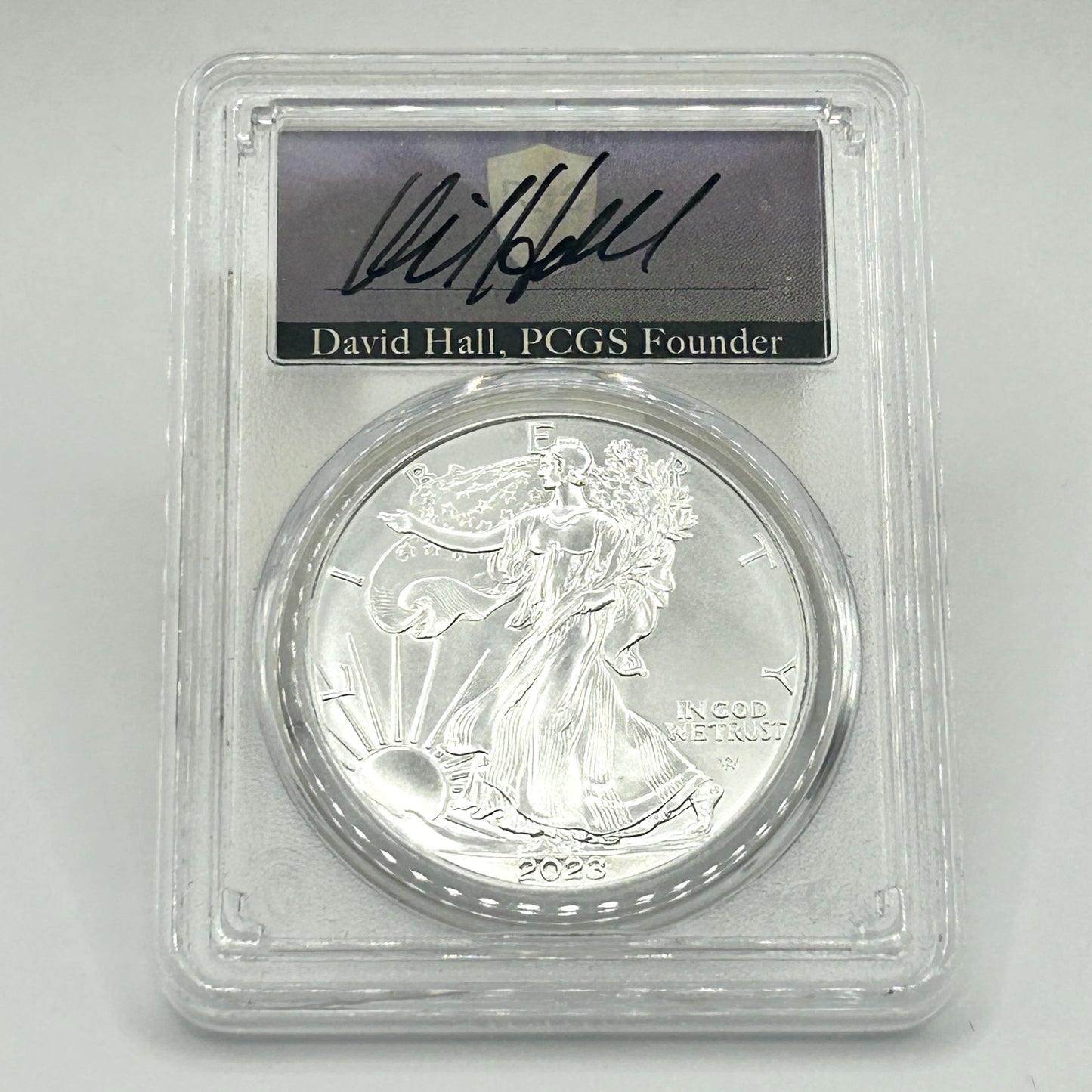 2023 $1 Silver Eagle PCGS MS70 First Strike - David Hall Signed Label