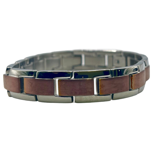 Spartan Men's Dual Tone Rectangular Link Stainless Steel Bracelet Classic