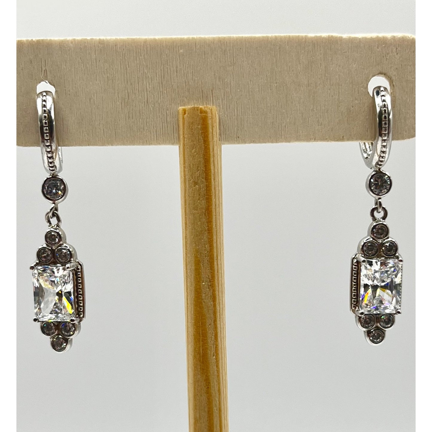 Michael Valitutti Gems En Vogue Sterling Silver CZ Dangle Drop Earrings Formal