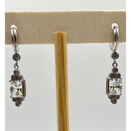 Michael Valitutti Gems En Vogue Sterling Silver CZ Dangle Drop Earrings Formal