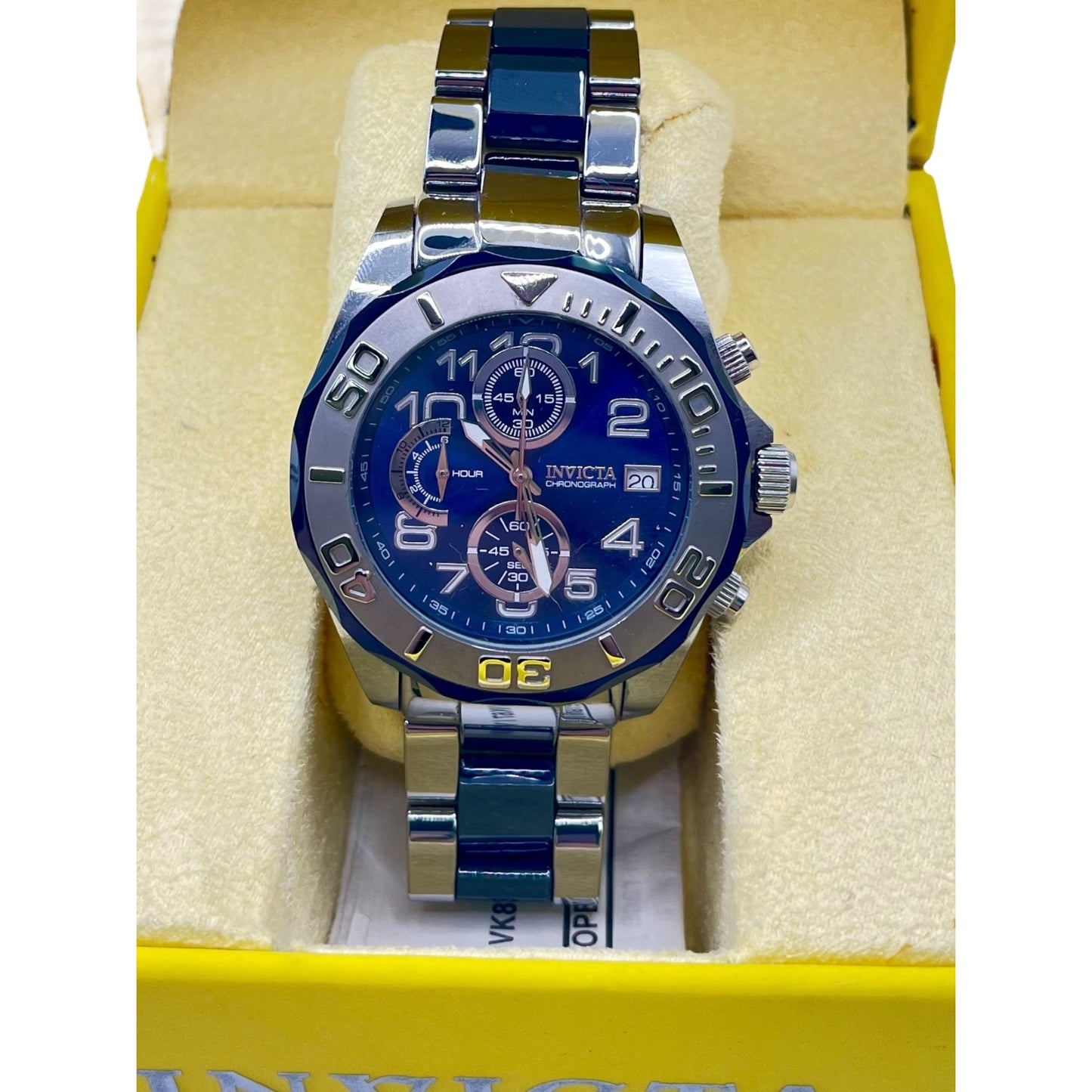 Invicta Pro Diver Blue Dial Two-tone Stainless Steel Chronograph Mens Watch 1251