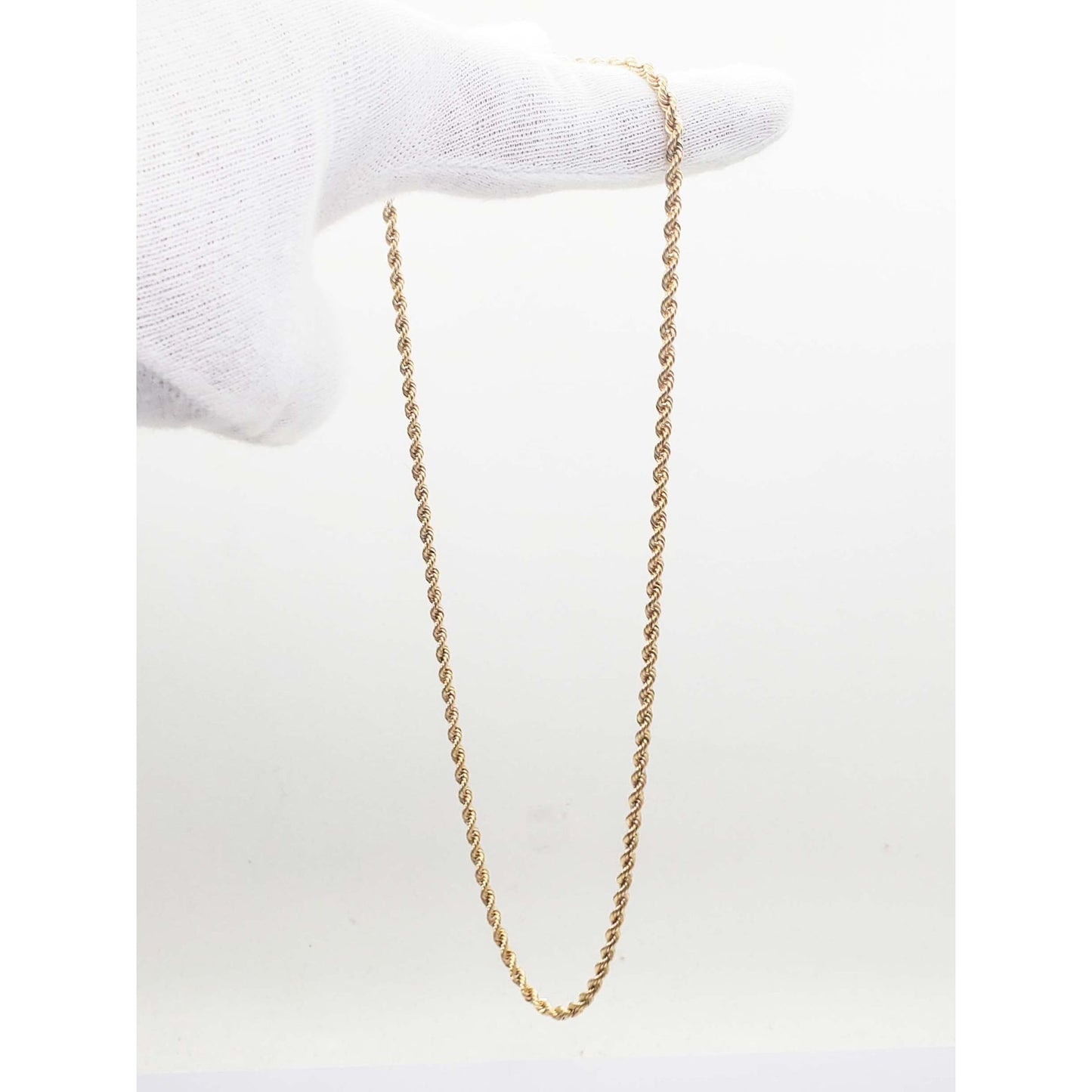 3mm Wide Rope Chain Necklace 18k Gold 19" Long 22.6 Grams