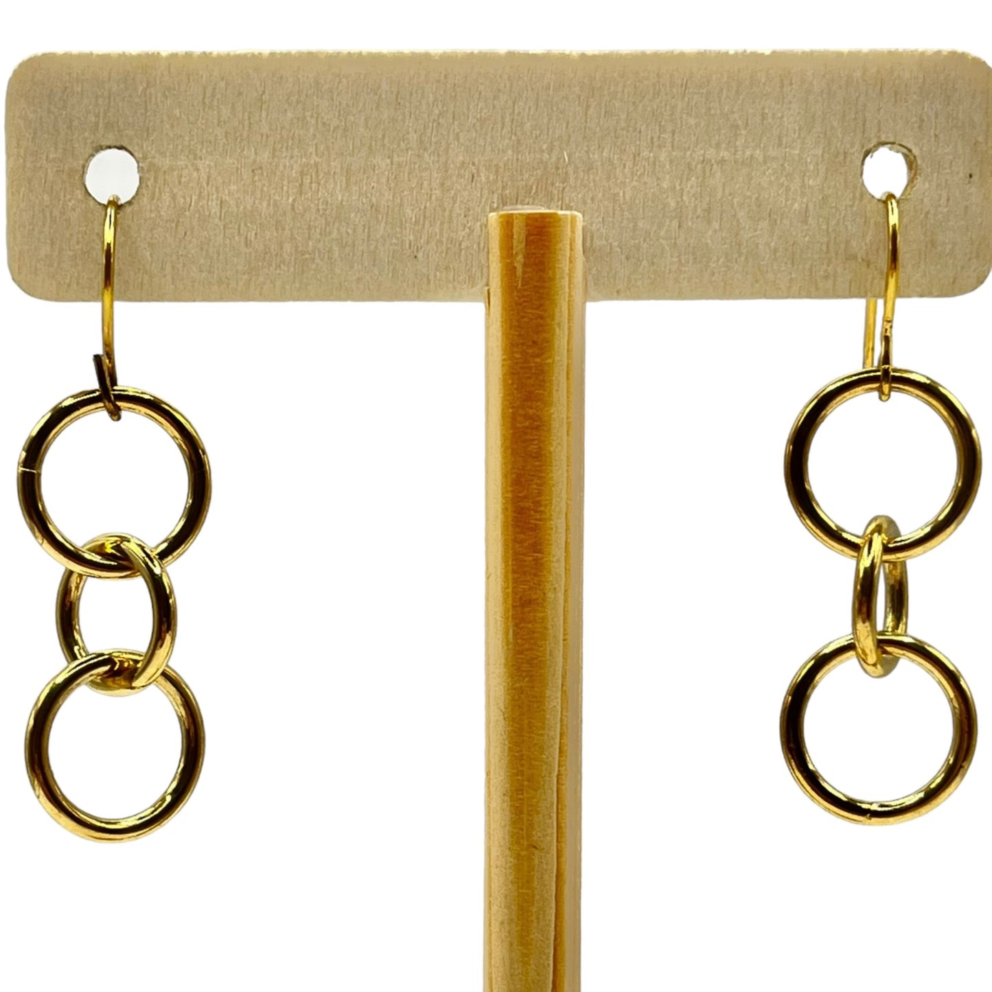 Multi-Link Circle Dangle Drop Gold Tone Earrings Minimalist Classic Round