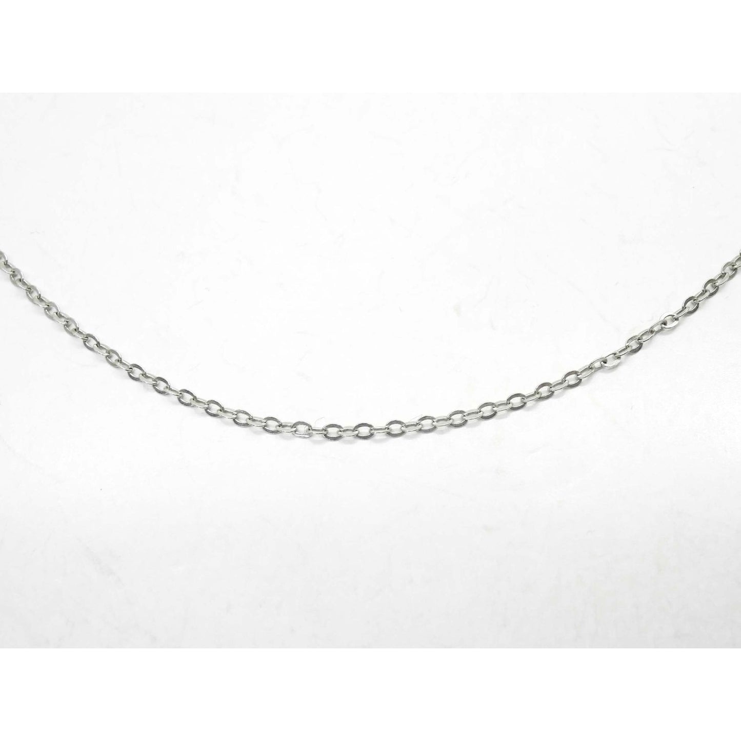 Thin Oval Link Chain Necklace 18" 14k White Gold