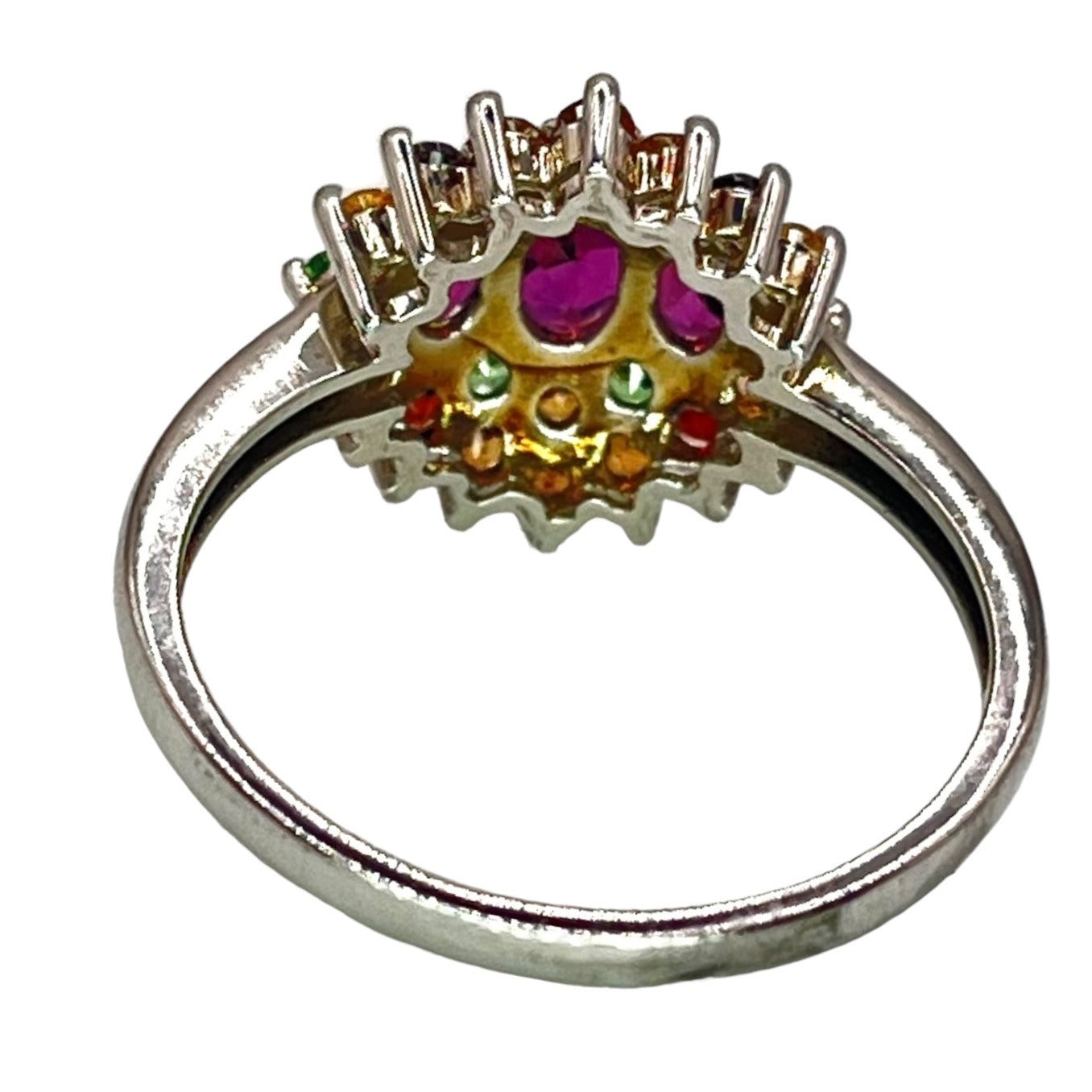 Vintage 925 Sterling Silver Ring Size 10 Floral Burst Garnet Peridot Citrine