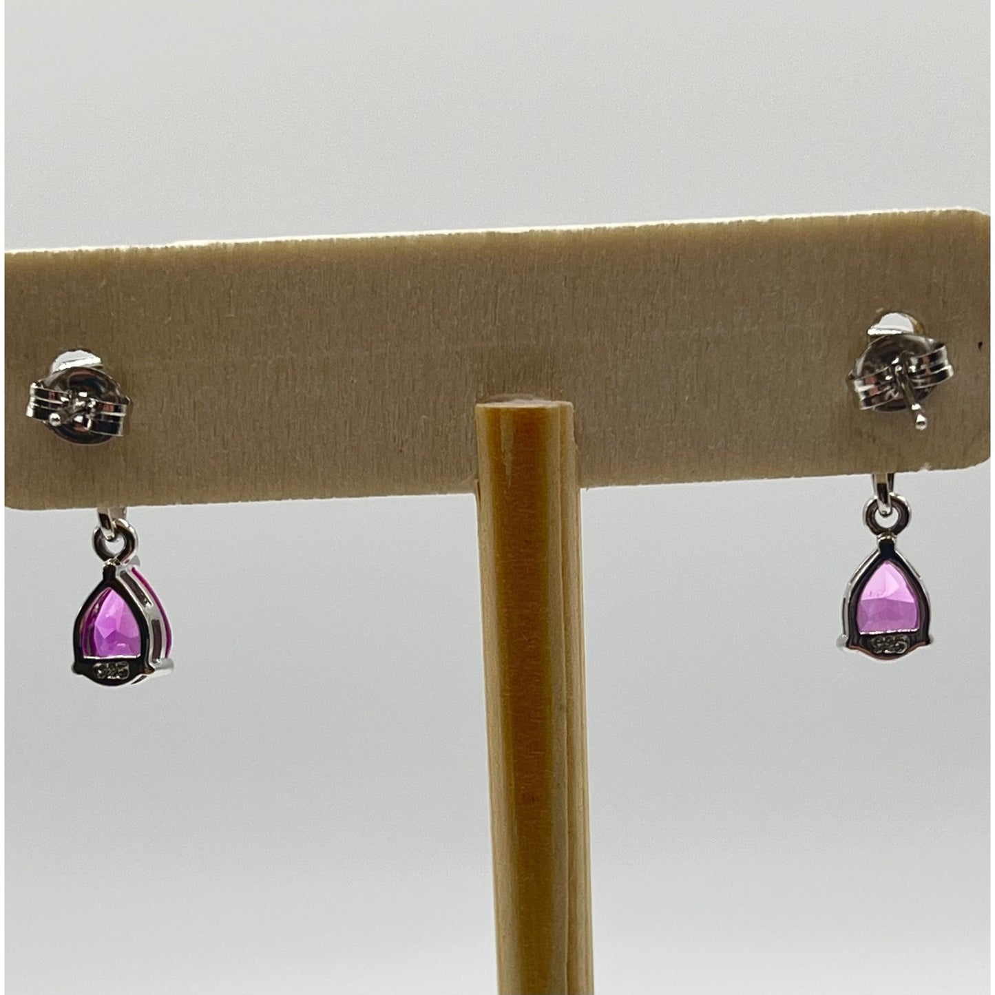 Ross Simons 925 Sterling Silver Teardrop Pink Topaz Dangle Drop Earrings