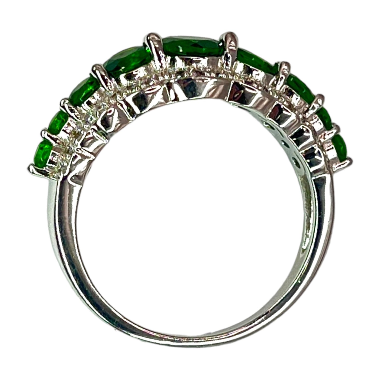 925 Sterling Silver Chrome Diopside CZ Accent Band Ring Size 7 Colorful Green