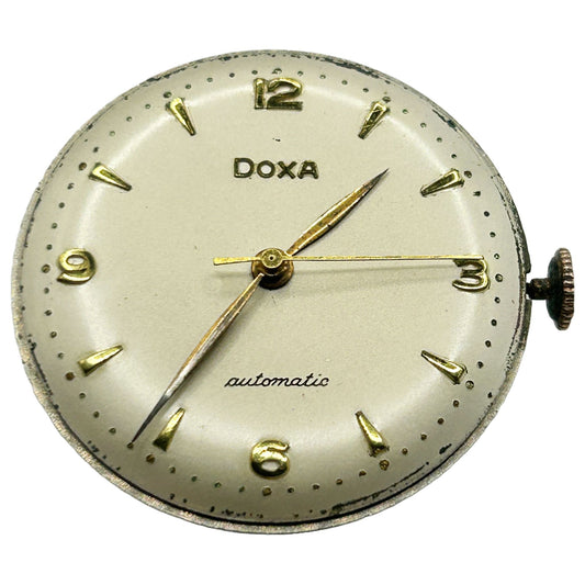 Vintage Doxa Automatic Watch Movement - Watch Head + Crown - WORKING