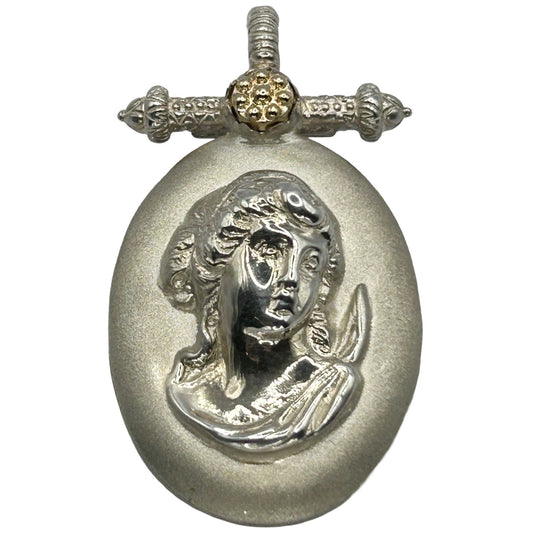 Tagliamonte Cameo 925 Sterling Silver & 14k Yellow Gold Necklace Pendant