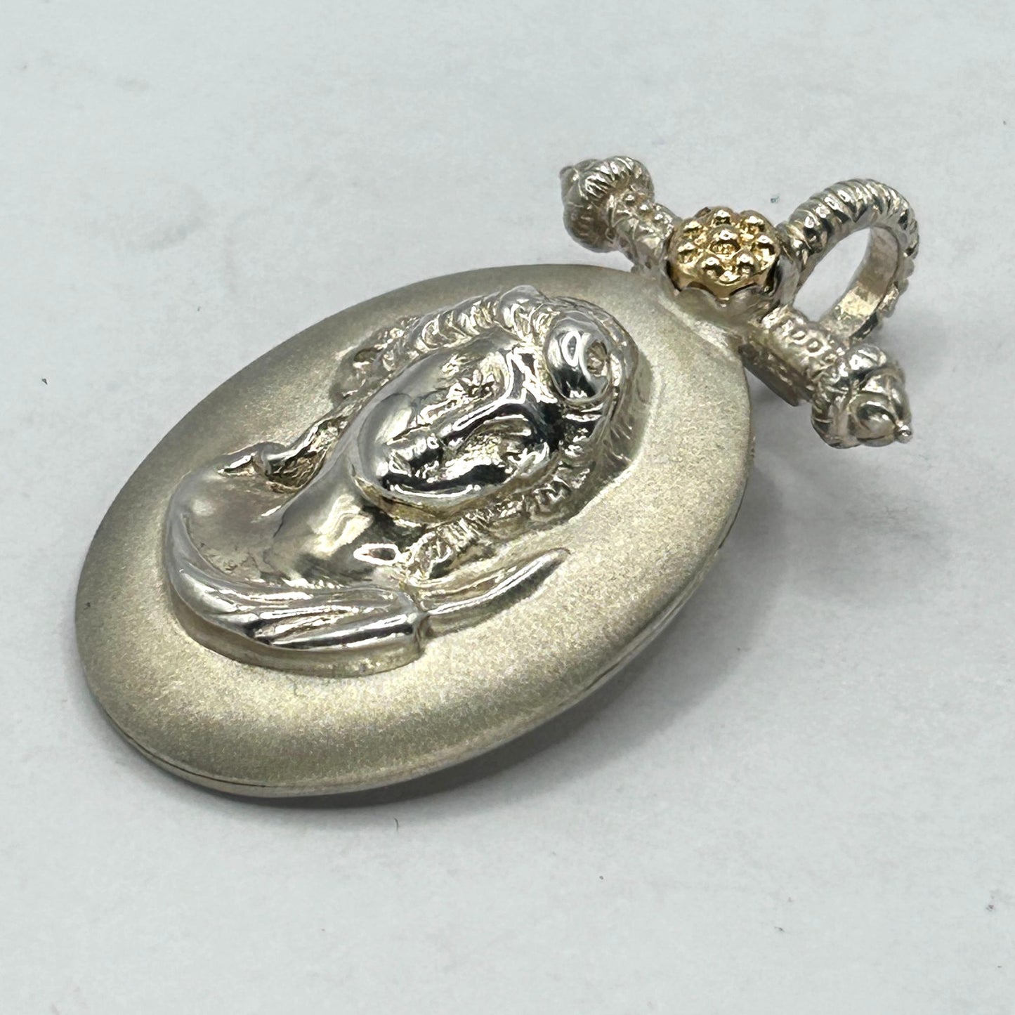 Tagliamonte Cameo 925 Sterling Silver & 14k Yellow Gold Necklace Pendant