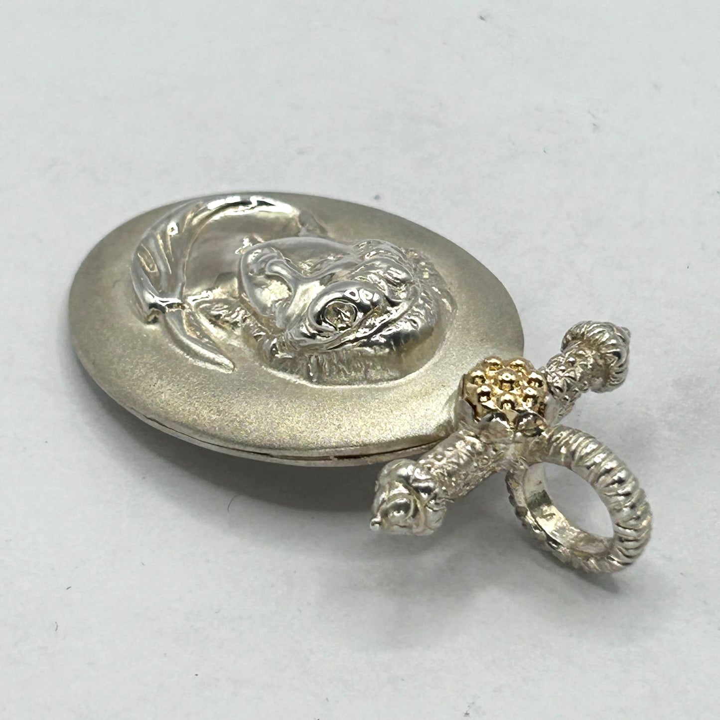 Tagliamonte Cameo 925 Sterling Silver & 14k Yellow Gold Necklace Pendant