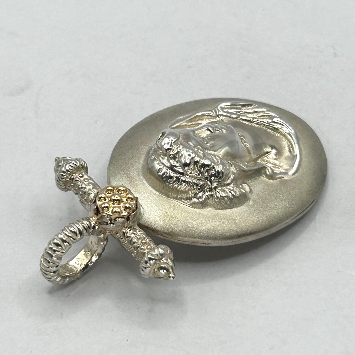 Tagliamonte Cameo 925 Sterling Silver & 14k Yellow Gold Necklace Pendant