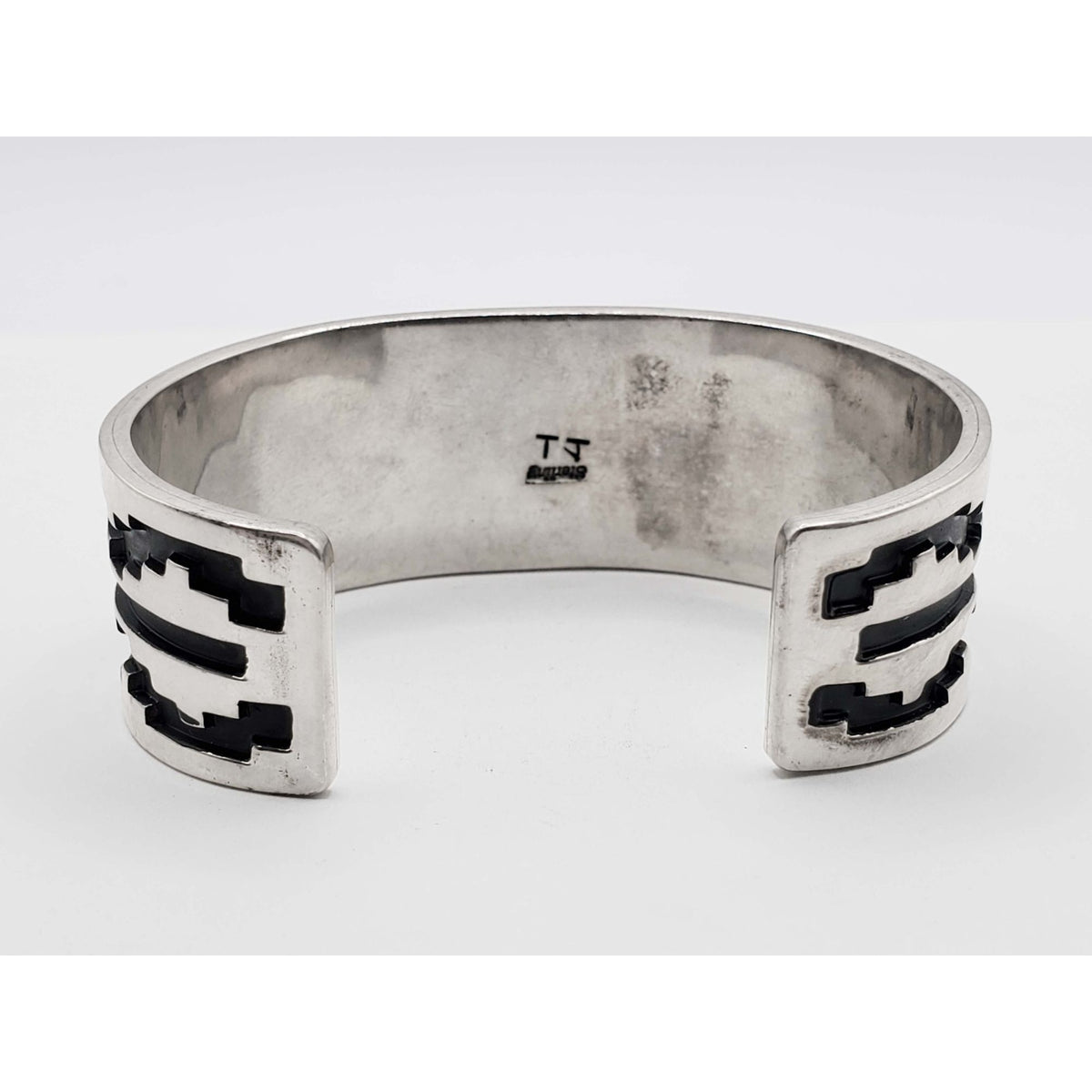 Southwestern Multi-Gemstone Inlay Cuff Bracelet Sterling Silver TJ(?)