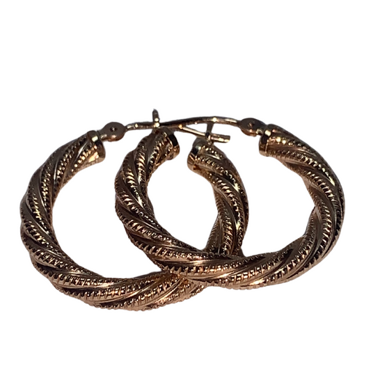 Twisted Small Hoop Earrings 14K