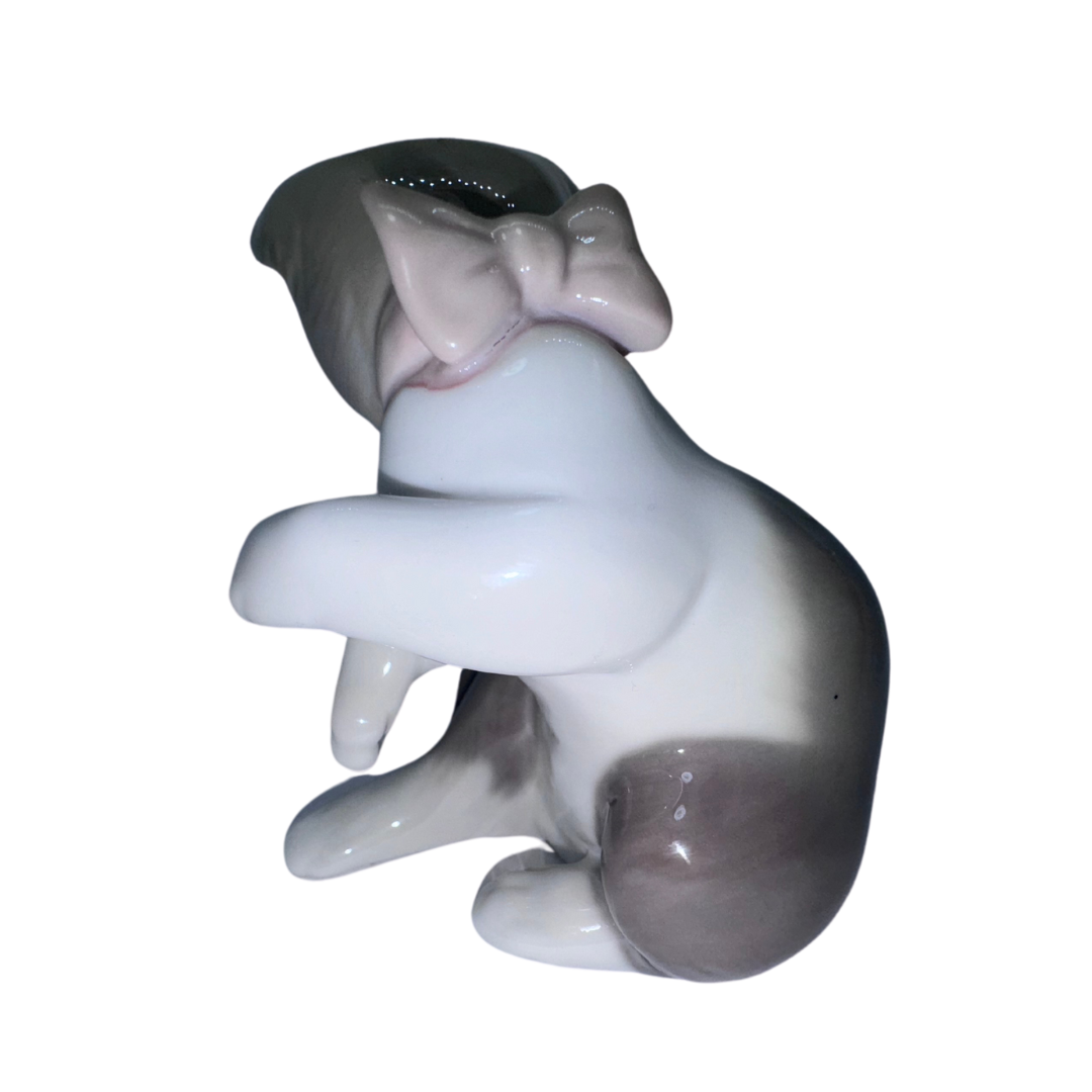 Vintage Cat and Mouse Lladró Porcelain Glossy Figurine Made in Spain