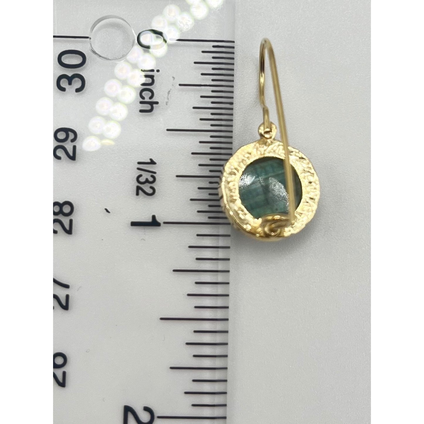 Gold Layered Sterling Silver Labradorite Bezel Round Pendant Dangle Earrings