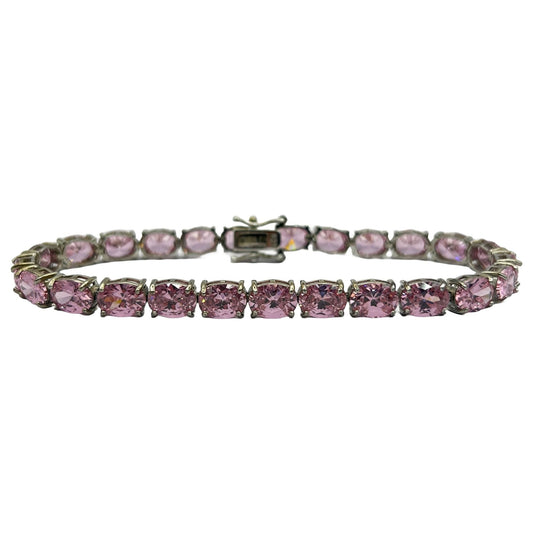Pink Lab Sapphire Gemstone 8" Tennis Bracelet - 25 Stones