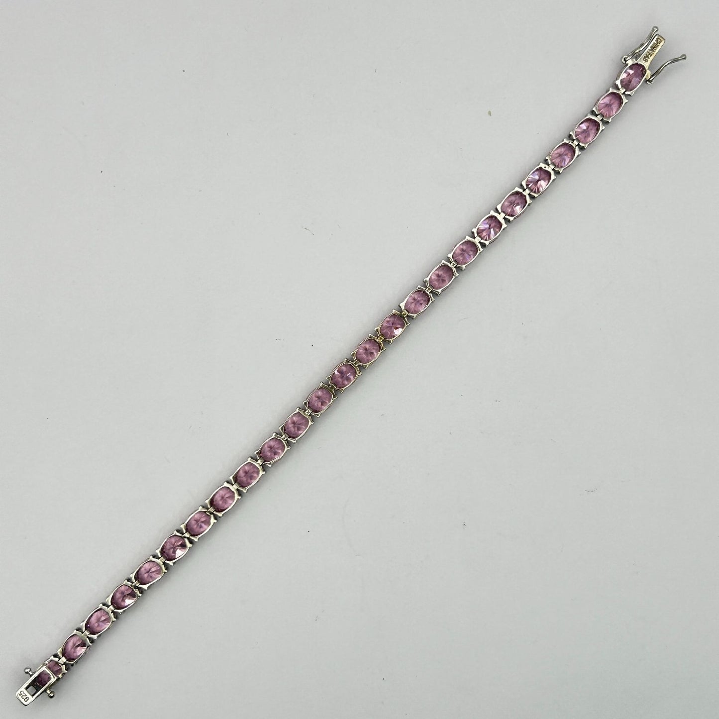Pink Lab Sapphire Gemstone 8" Tennis Bracelet - 25 Stones