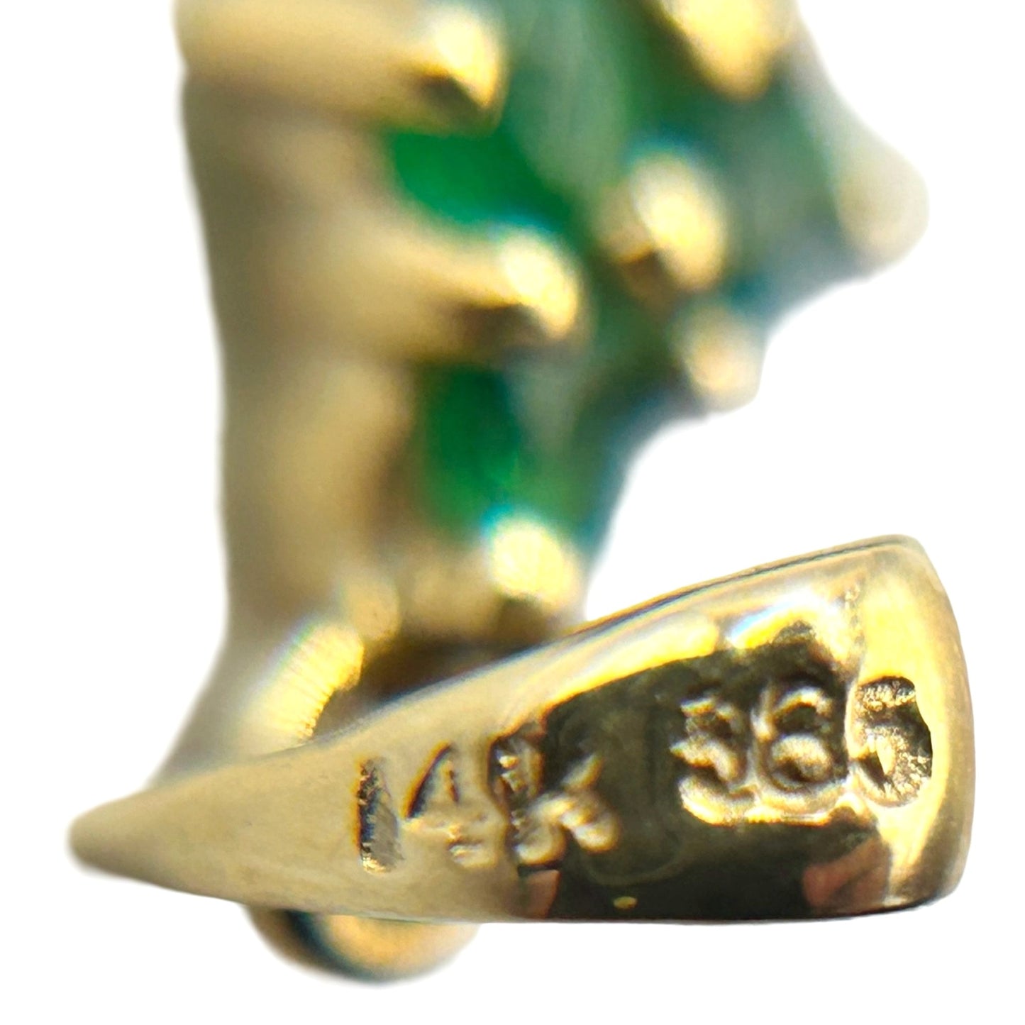 14k Yellow Gold Natural Emerald and Diamond Cross Pendant