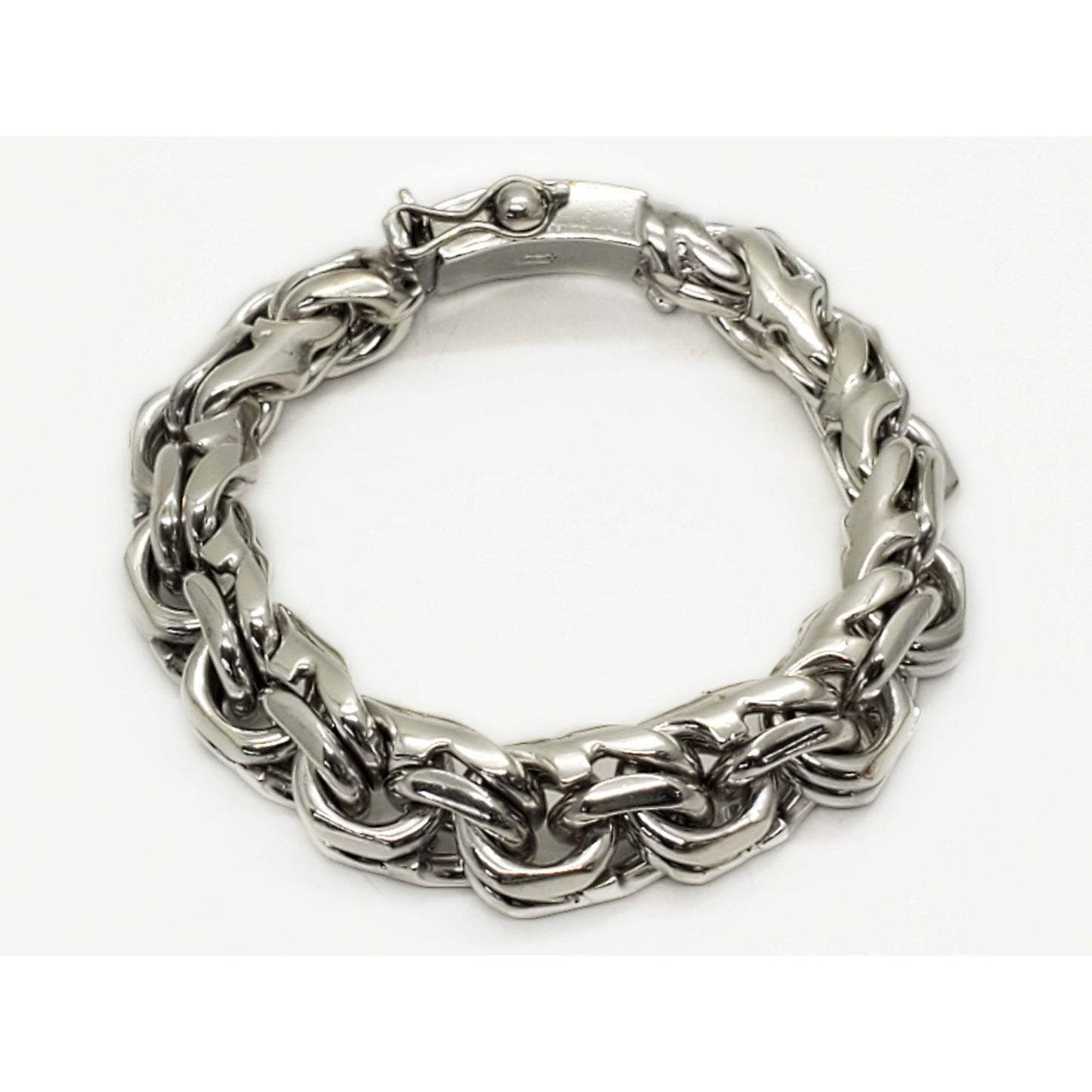 Mexico 18mm Solid Chino Link Chain Bracelet Sterling Silver 230.7 Grams