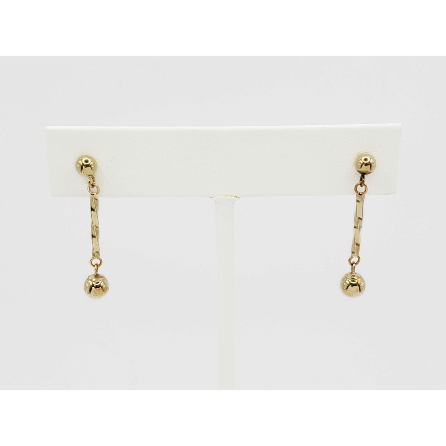 Bead Twist Dangle Earrings 14k Gold