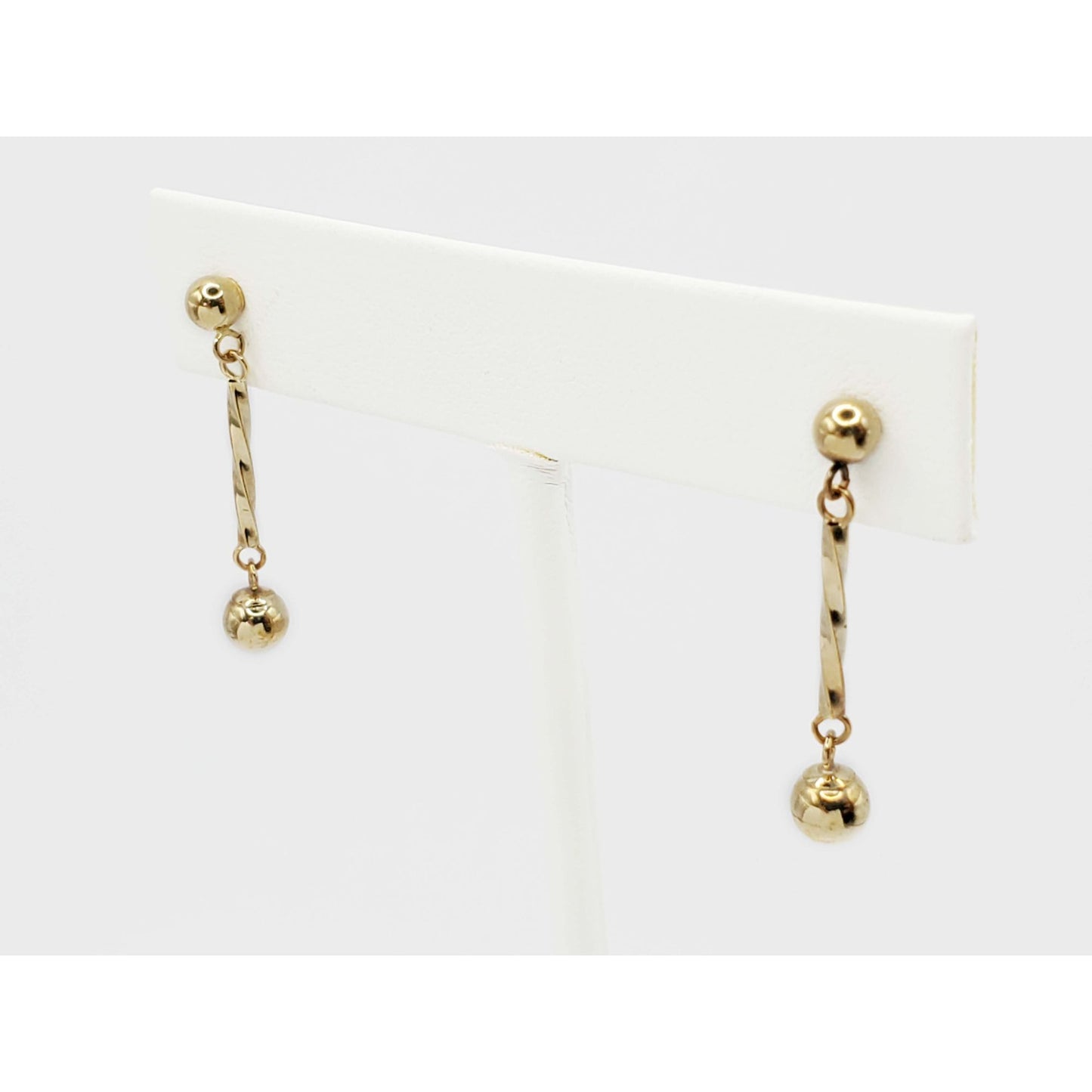 Bead Twist Dangle Earrings 14k Gold