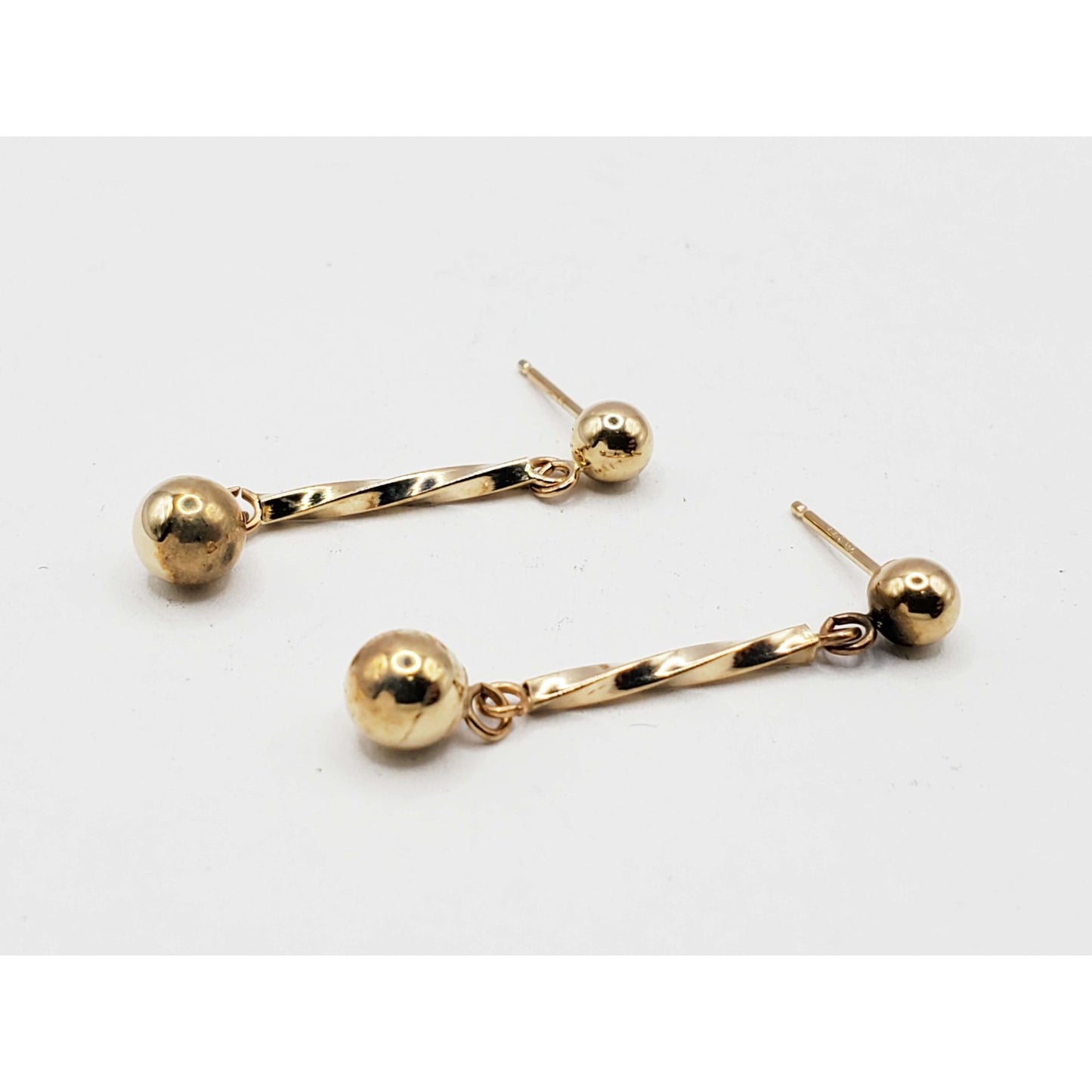 Bead Twist Dangle Earrings 14k Gold