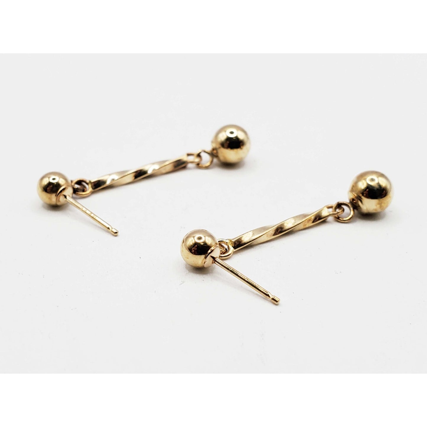 Bead Twist Dangle Earrings 14k Gold