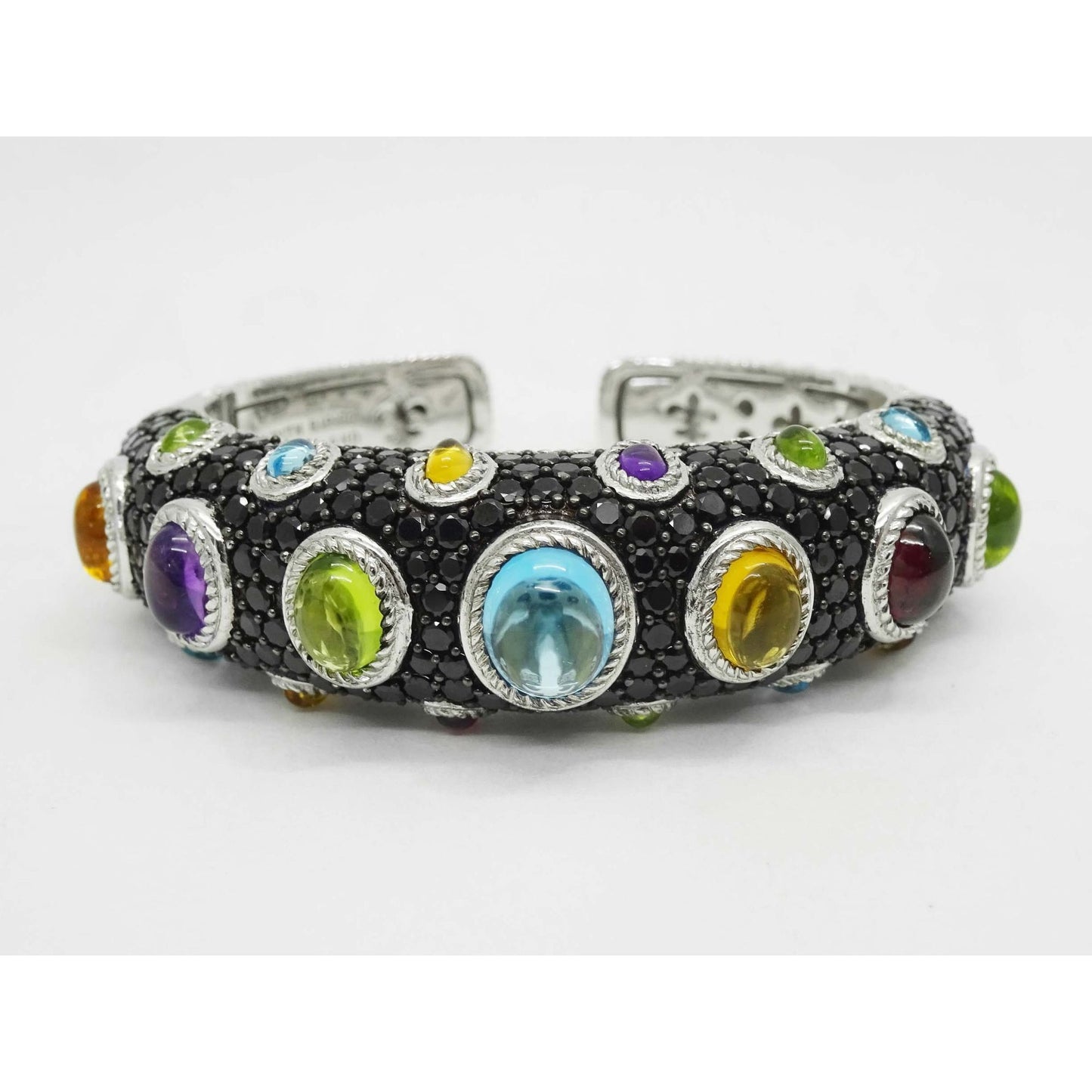 Judith Ripka Multi Gem Cuff Bracelet Sterling Silver