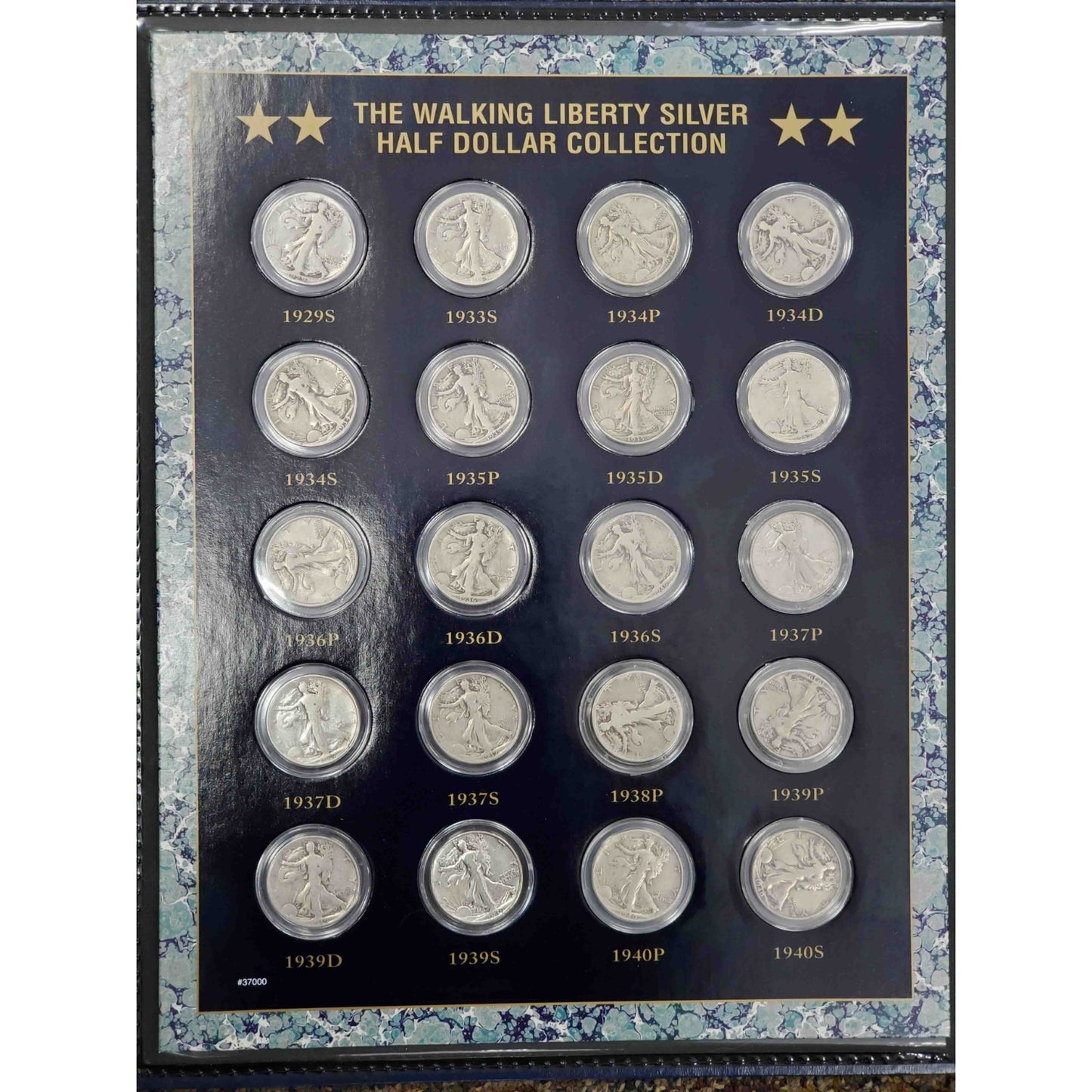 40pc Complete 1929-1947 Silver Walking Liberty Half Dollar Collection