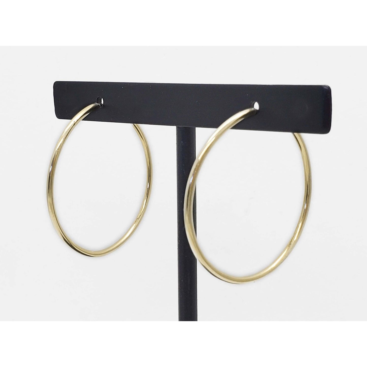 1.5mm Wide Hoop Earrings 14k Gold 32mm Diameter