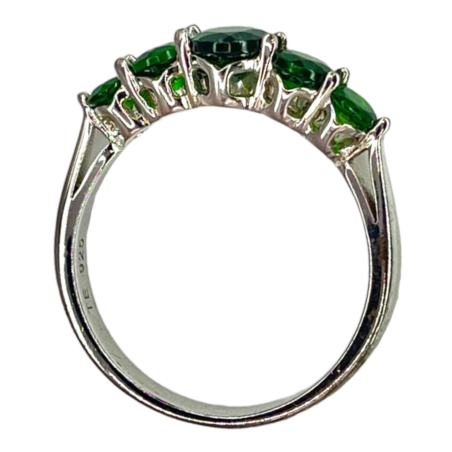 925 Sterling Silver Chrome Diopside Band Ring Size 9 Colorful Green Classic