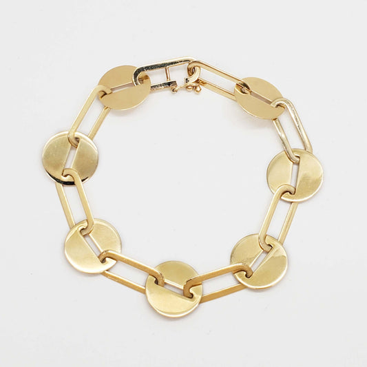Chevo Designer Paperclip & Disc Link Tennis Bracelet 14k Gold