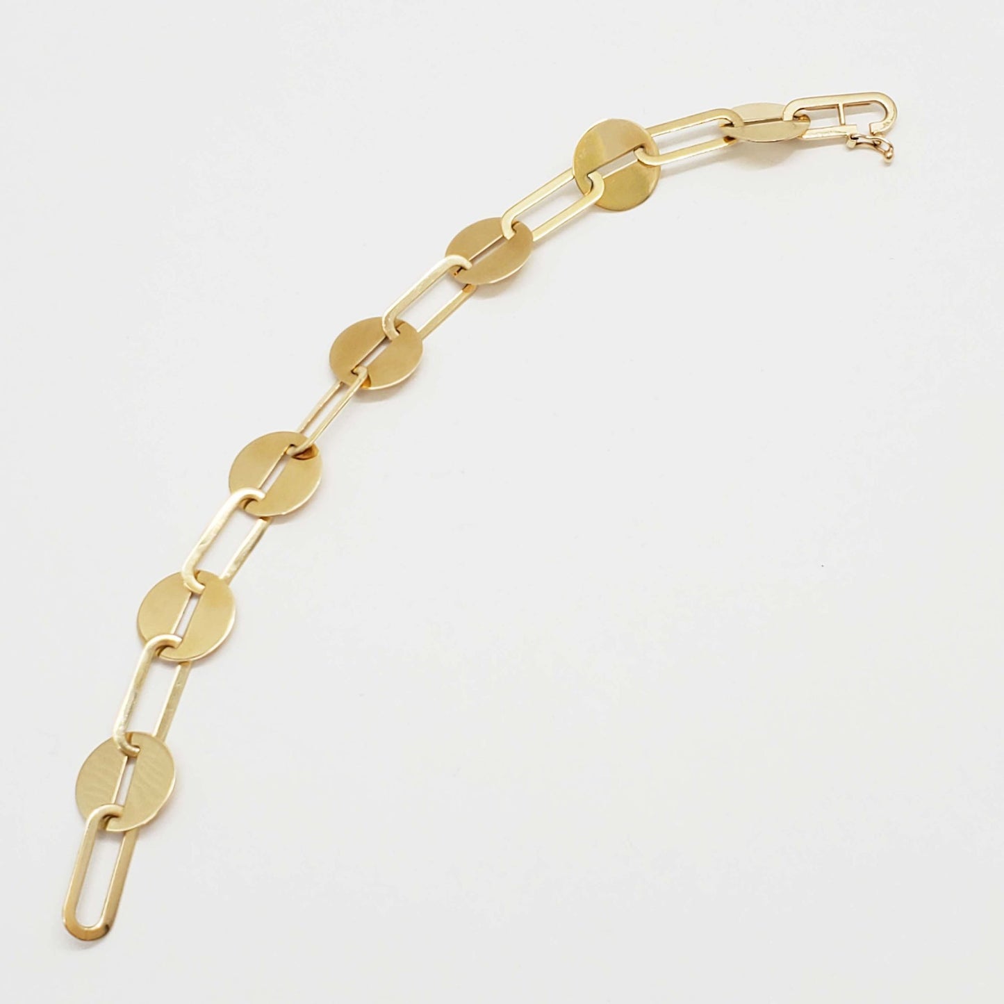 Chevo Designer Paperclip & Disc Link Tennis Bracelet 14k Gold