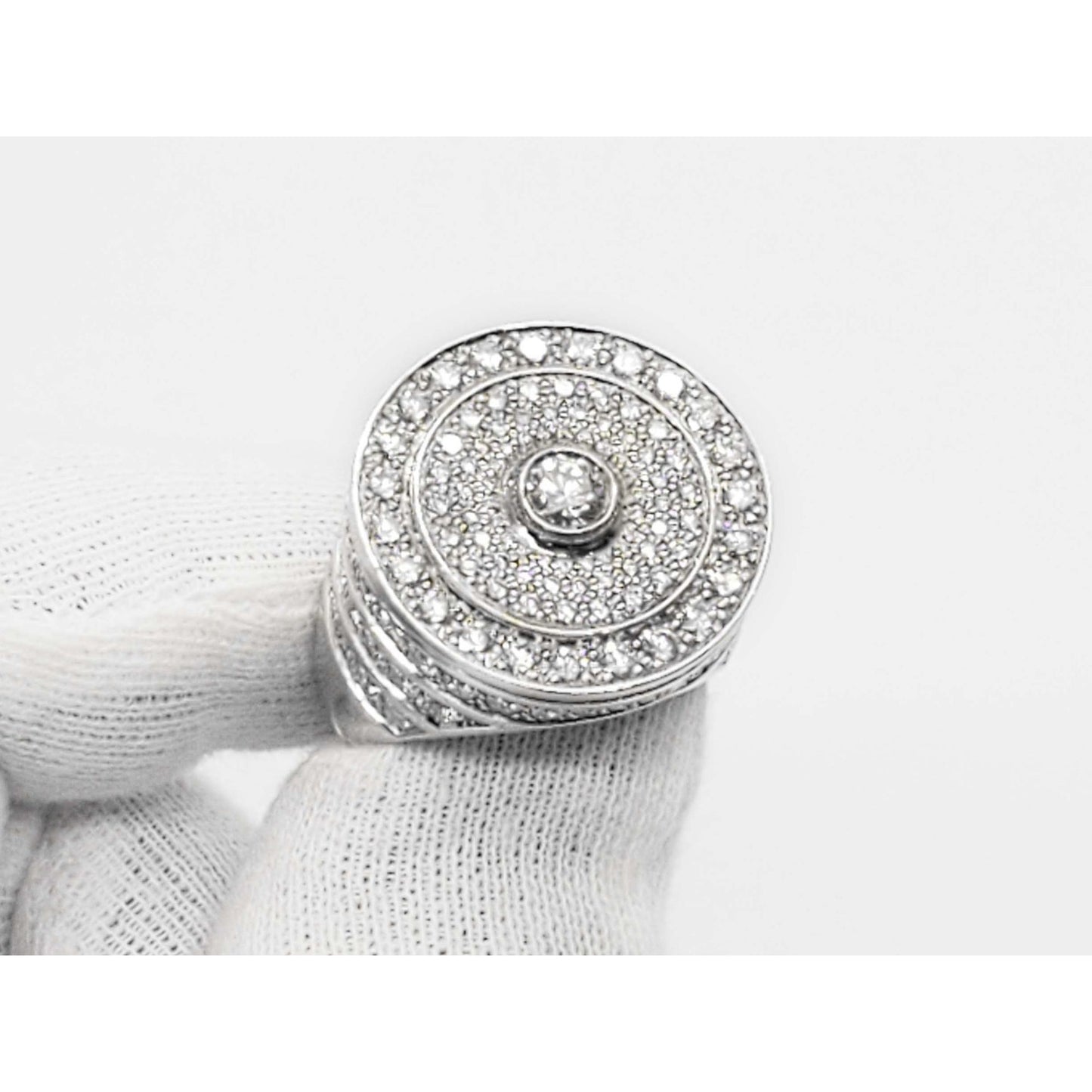 4.01 ctw Natural Earth Mined Diamond Halo Style Dome Ring Platinum Size 10.5