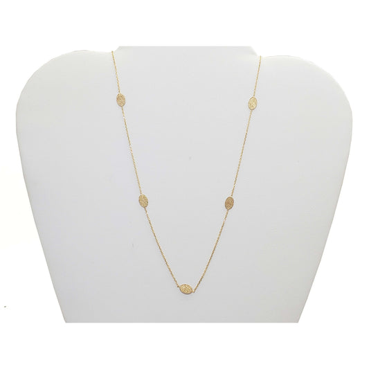 Golden Clef Italian Dia-Cut Station Necklace 14k Gold 18" Long