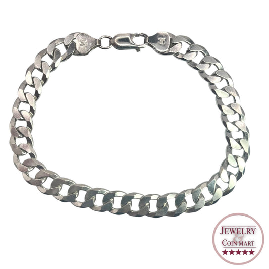 Milor 925 Sterling Silver Men's Curb Cuban Chain Bracelet 8 Inch 8mm Classic